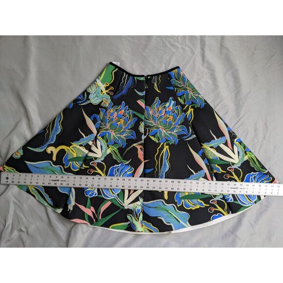 H&M Skirt Colorful Floral A Line Flared 3D Scuba Midi Skirt Womens Size 10 - Picture 9 of 11